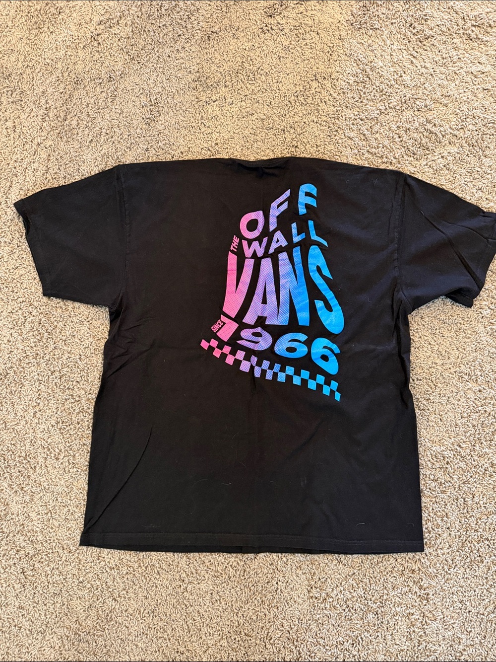 Vans Black Tee with Pink-to-Blue Gradient 'Off The Wall' Graphic